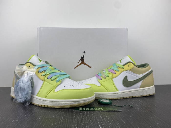 air jordan 1 low light olive pale citron fd9906-131