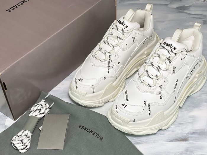 bl triple s trainers white letters 541624 w09o1 8013