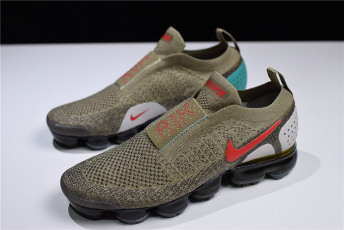 nike vapormax fk moc 2 natural olive habanero red air vapor max mens ah7006-200